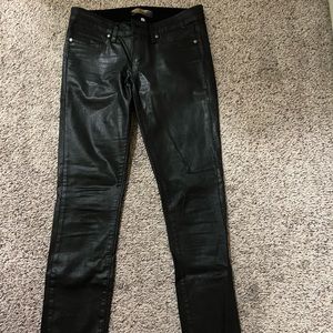 Paige black wax/ leather straight leg jean